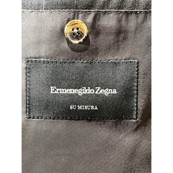 Ermenegildo Zegna Misura 46R Brown Blue Stripe Blazer Sport Suit Jacket 15 Mil - Picture 14 of 16